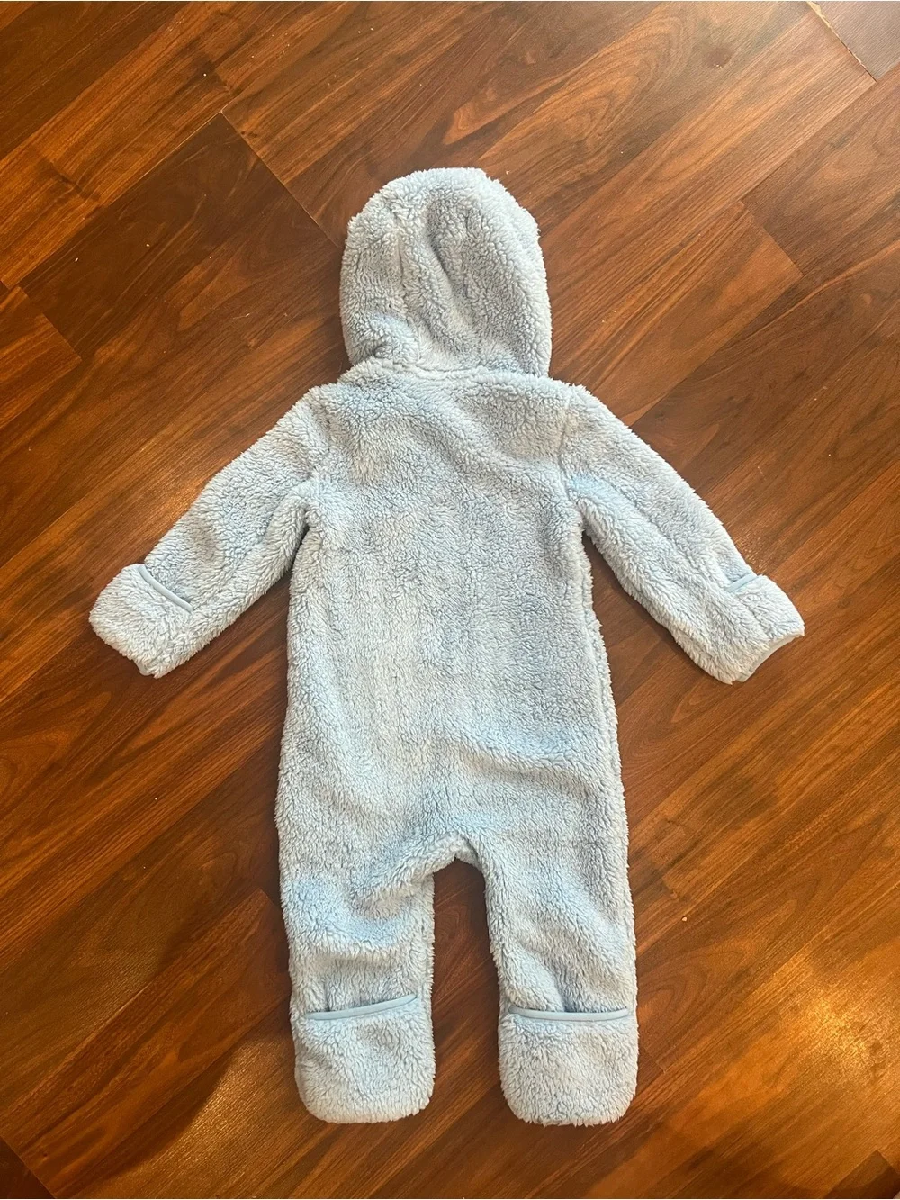 NWT Eddie Bauer Kids Quest Fleece Plush Footed Onesie Blue 12-18M